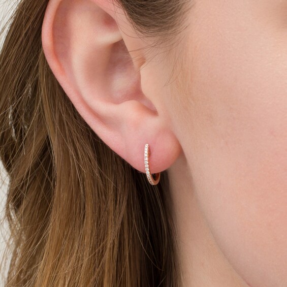 1/10 CT. T.w. Diamond Huggie Hoop Earrings in 10K Rose Gold