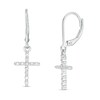 Thumbnail Image 1 of 1/5 CT. T.W. Diamond Cross Drop Earrings in Sterling Silver