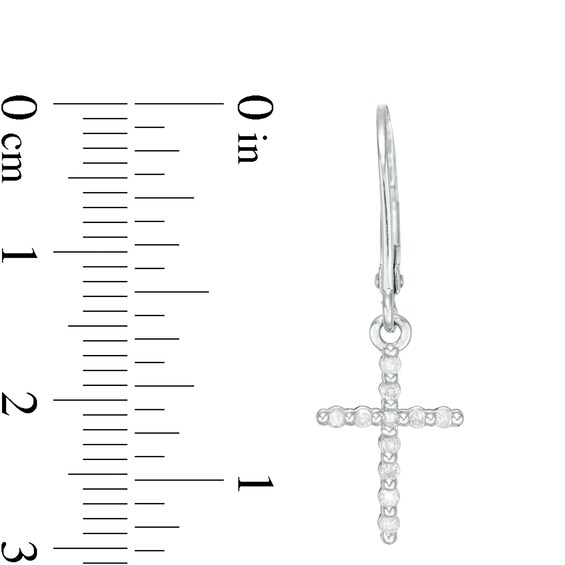 1/5 CT. T.w. Diamond Cross Drop Earrings in Sterling Silver