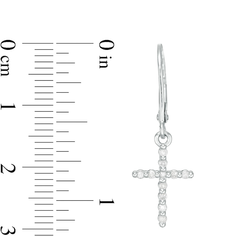 Main Image 3 of 1/5 CT. T.W. Diamond Cross Drop Earrings in Sterling Silver