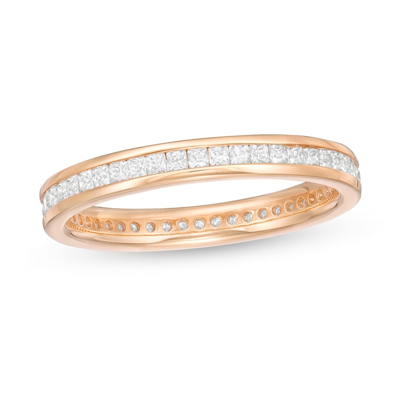 1/2 CT. T.W. Princess-Cut Diamond Channel-Set Eternity Wedding Band in 14K Rose Gold