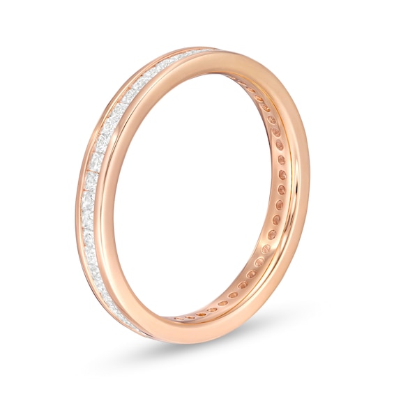 1/2 CT. T.w. Princess-Cut Diamond Channel-Set Eternity Wedding Band in 14K Rose Gold