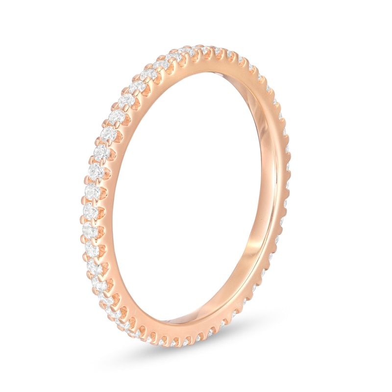 Main Image 3 of 1/3 CT. T.W. Diamond Eternity Wedding Band in 14K Rose Gold