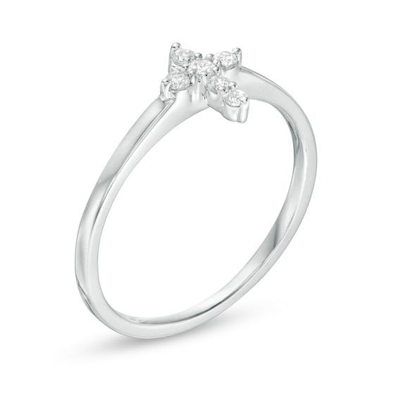 1/8 CT. T.w. Diamond Cross Ring in 14K White Gold