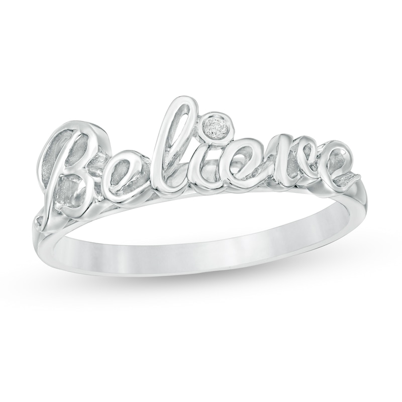 Diamond Accent "Believe" Ring in Sterling Silver