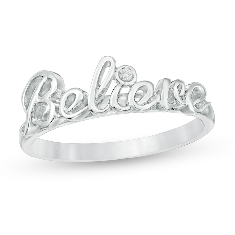 Main Image 1 of Diamond Accent "Believe" Ring in Sterling Silver
