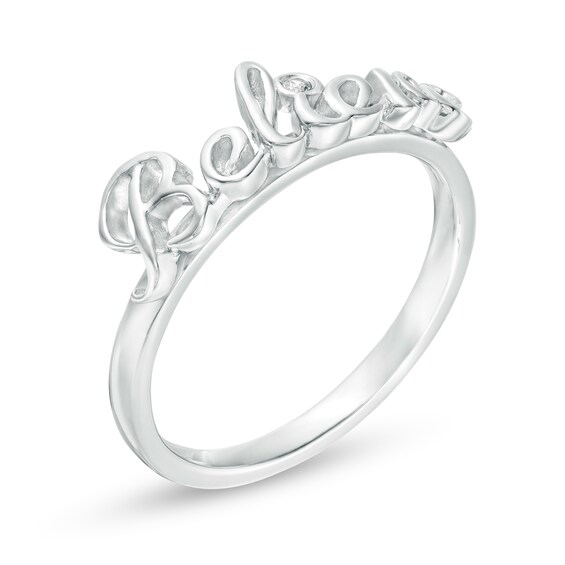 Diamond Accent "Believe" Ring in Sterling Silver