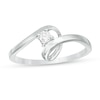 Thumbnail Image 1 of 1/20 CT. Diamond Solitaire Twist Ribbon Ring in 14K White Gold