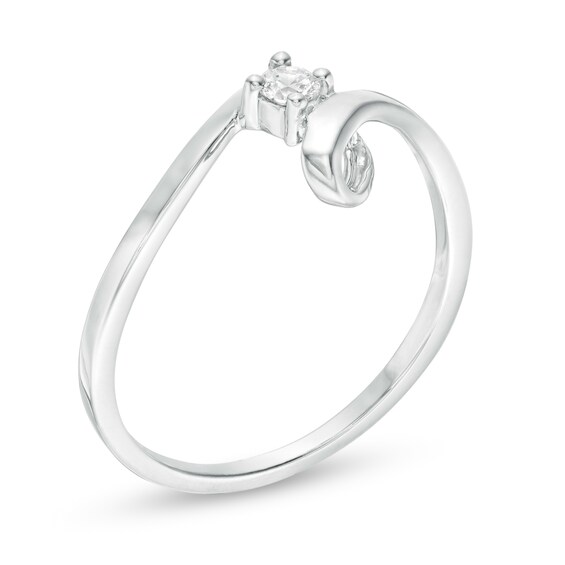 1/20 CT. Diamond Solitaire Twist Ribbon Ring in 14K White Gold