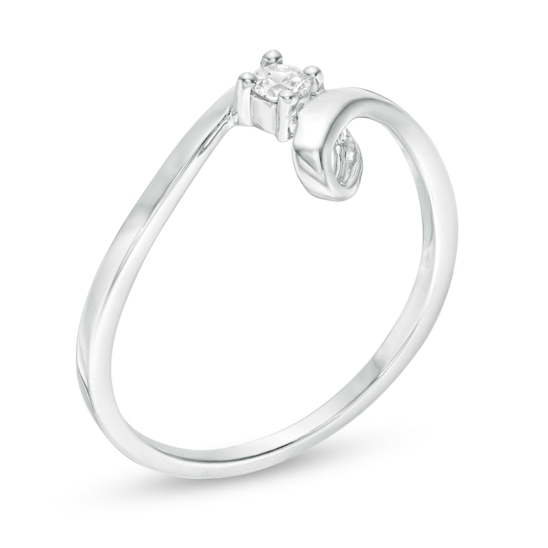 Main Image 3 of 1/20 CT. Diamond Solitaire Twist Ribbon Ring in 14K White Gold