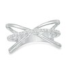 Thumbnail Image 1 of 1/8 CT. T.W. Diamond Multi-Row Crossover "X" Ring in Sterling Silver