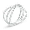 Thumbnail Image 3 of 1/8 CT. T.W. Diamond Multi-Row Crossover "X" Ring in Sterling Silver