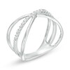 Thumbnail Image 2 of 1/8 CT. T.W. Diamond Multi-Row Crossover "X" Ring in Sterling Silver