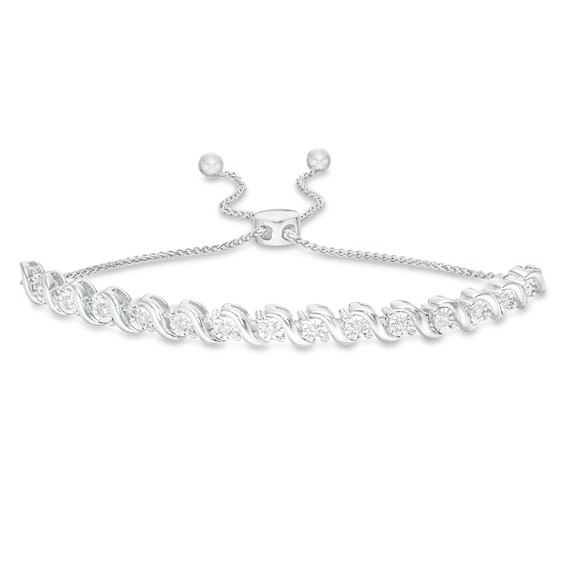 1/2 CT. T.w. Diamond "S" Bolo Bracelet in Sterling Silver - 9.5"