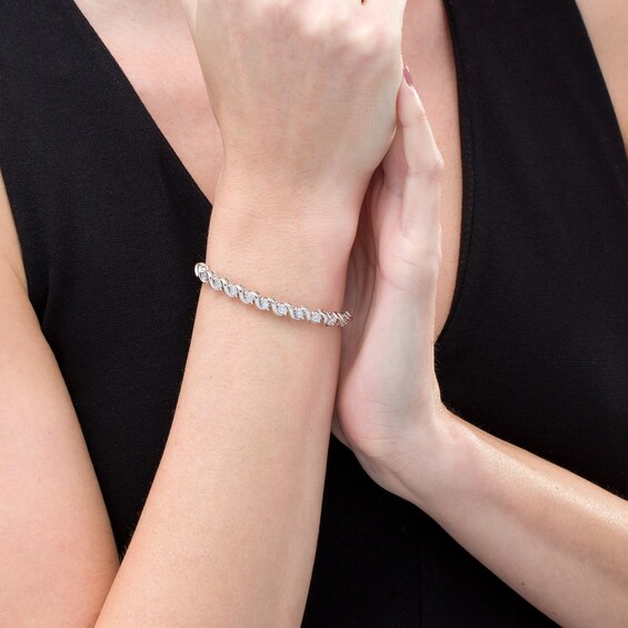 1/2 CT. T.w. Diamond "S" Bolo Bracelet in Sterling Silver - 9.5"