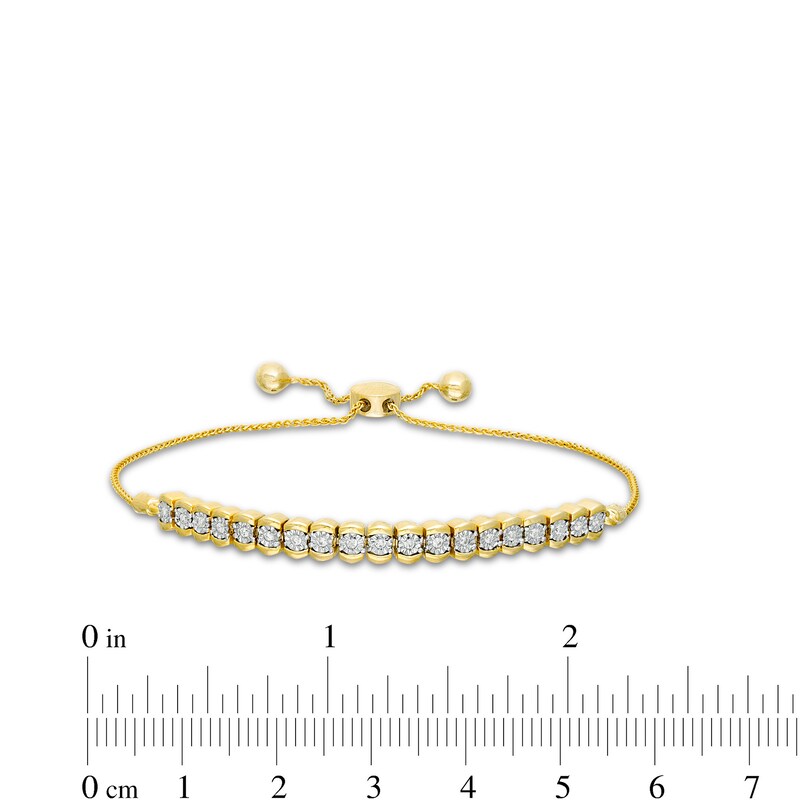 Main Image 3 of 1/6 CT. T.W. Diamond Line Bolo Bracelet in 10K Gold - 9.5"