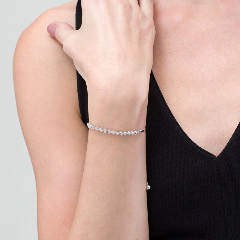 Main Image 2 of 1/2 CT. T.W. Diamond Line Bolo Bracelet in 10K White Gold - 9.5"