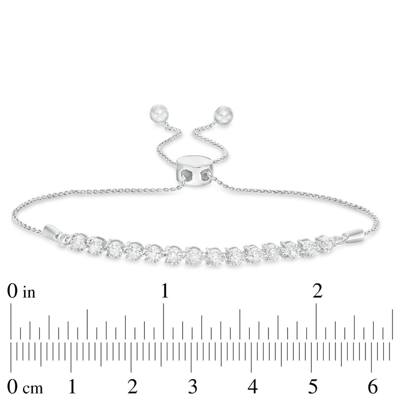 Main Image 3 of 1/2 CT. T.W. Diamond Line Bolo Bracelet in 10K White Gold - 9.5"