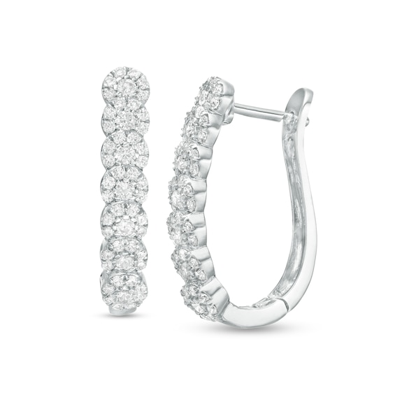 1 CT. T.w. Composite Diamond Hoop Earrings in 10K White Gold