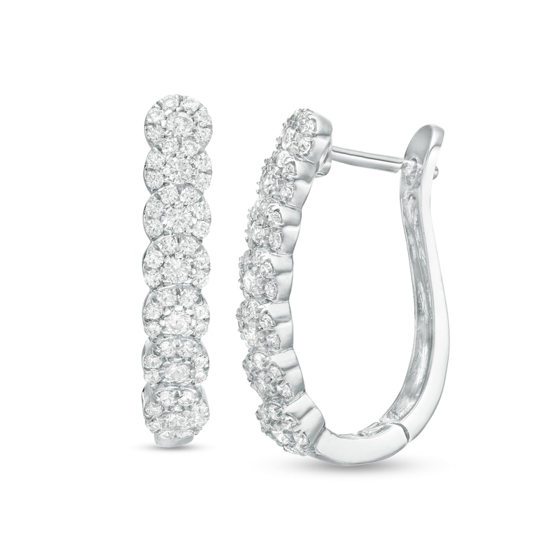 Main Image 1 of 1 CT. T.W. Composite Diamond Hoop Earrings in 10K White Gold