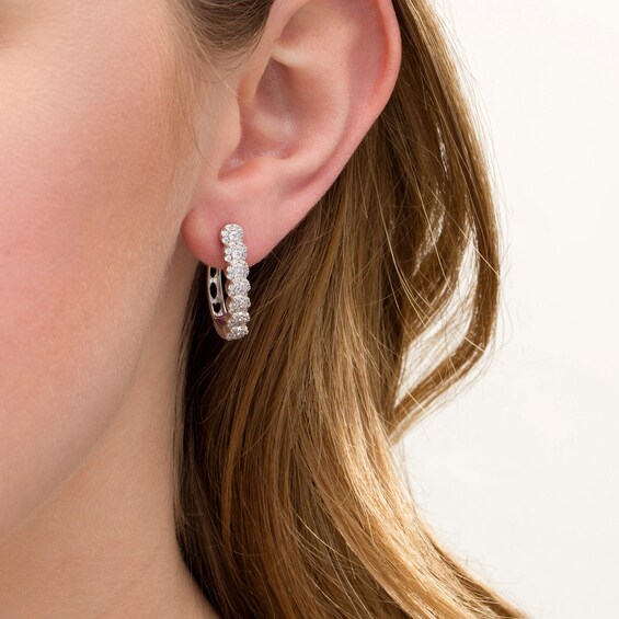 1 CT. T.w. Composite Diamond Hoop Earrings in 10K White Gold