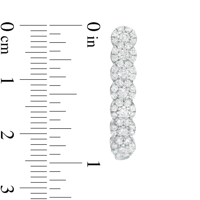 Main Image 3 of 1 CT. T.W. Composite Diamond Hoop Earrings in 10K White Gold