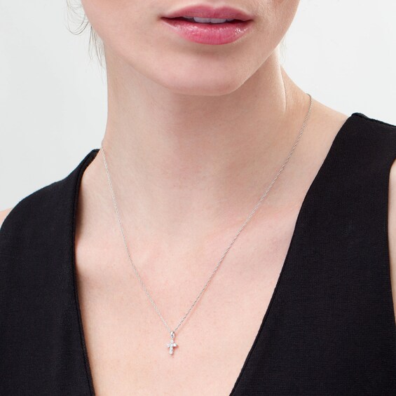 1/6 CT. T.w. Diamond Cross Pendant in 14K White Gold