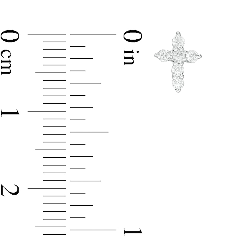 Main Image 3 of 1/5 CT. T.W. Diamond Cross Stud Earrings in 14K White Gold