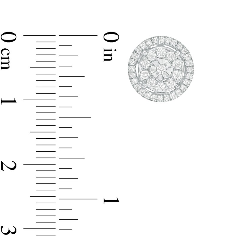 Main Image 3 of 1/2 CT. T.W. Diamond Double Frame Stud Earrings in 10K White Gold