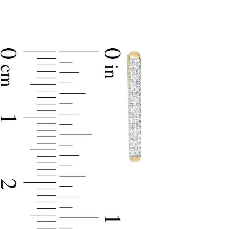 Main Image 3 of 1/6 CT. T.W. Diamond Rectangular Hoop Earrings in 10K Gold