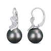 9.0-9.5mm Baroque Black Cultured Tahitian Pearl and 1/6 CT. T.W. Diamond Swirl Drop Earrings in Sterling Silver