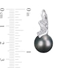 9.0-9.5mm Baroque Black Cultured Tahitian Pearl and 1/6 CT. T.W. Diamond Swirl Drop Earrings in Sterling Silver