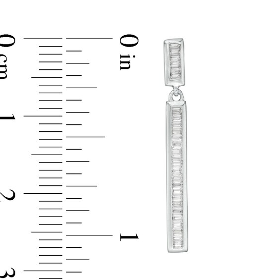 1/3 CT. T.w. Baguette Diamond Line Drop Earrings in 10K White Gold