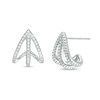 Thumbnail Image 1 of 1/2 CT. T.W. Diamond Triple Row Split Hoop Earrings in Sterling Silver