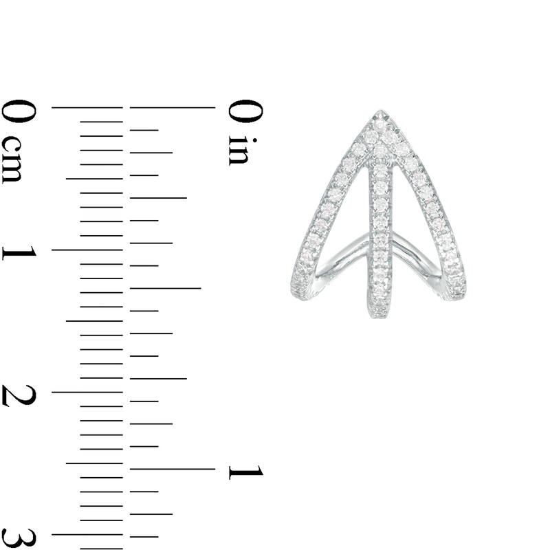 Main Image 3 of 1/2 CT. T.W. Diamond Triple Row Split Hoop Earrings in Sterling Silver
