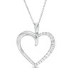 Thumbnail Image 0 of 1/10 CT. T.W. Diamond Heart Outline Pendant in Sterling Silver