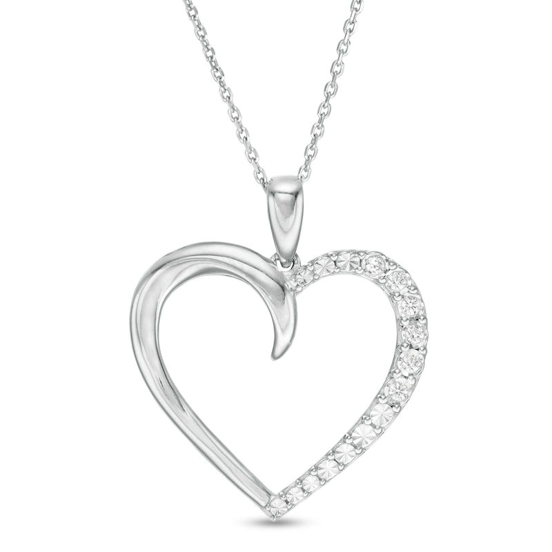 1/10 CT. T.W. Diamond Heart Outline Pendant in Sterling Silver