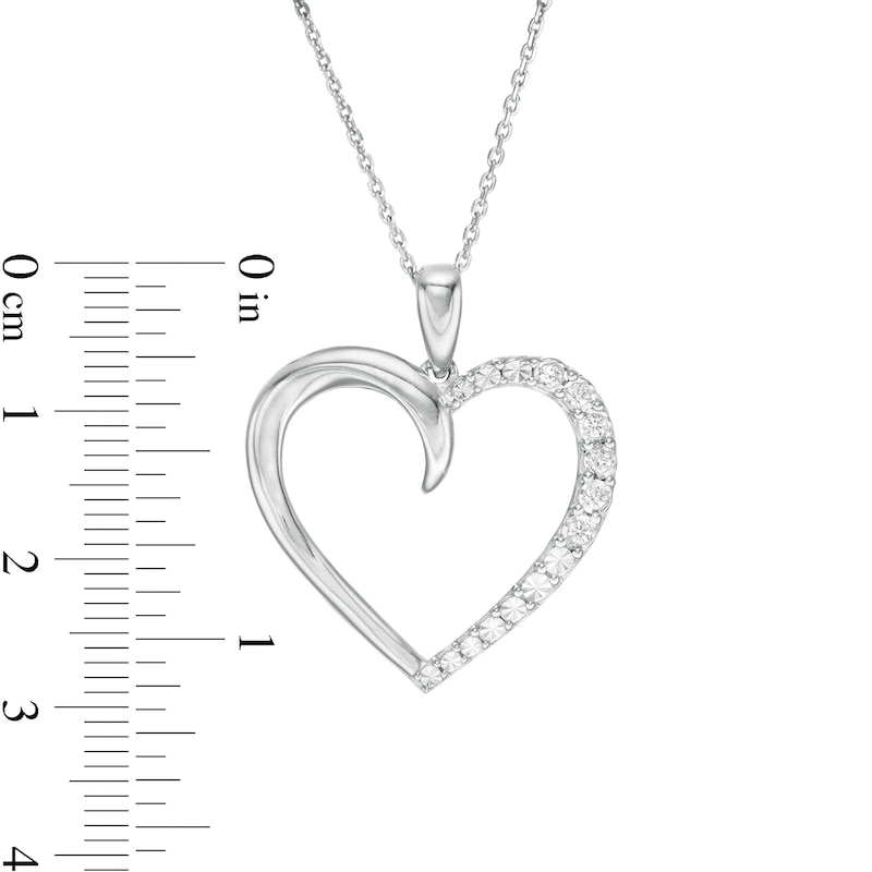 Main Image 3 of 1/10 CT. T.W. Diamond Heart Outline Pendant in Sterling Silver