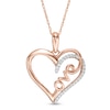 Thumbnail Image 1 of 1/10 CT. T.W. Diamond Heart "Love" Pendant in 10K Rose Gold