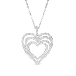 1/2 CT. T.W. Diamond Triple Heart Swirl Pendant in Sterling Silver