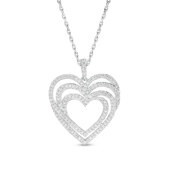 1/2 CT. T.w. Diamond Triple Heart Swirl Pendant in Sterling Silver