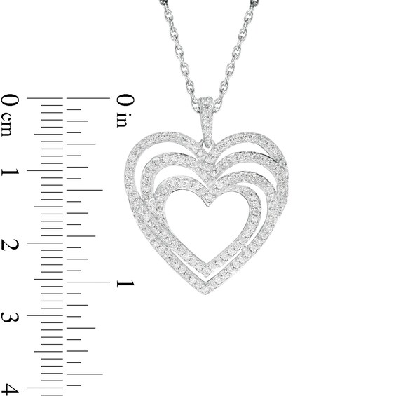 1/2 CT. T.w. Diamond Triple Heart Swirl Pendant in Sterling Silver
