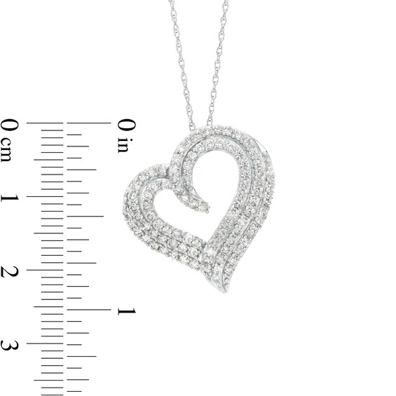 1 CT. T.w. Diamond Triple Tilted Heart Pendant in 10K White Gold