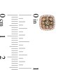 Thumbnail Image 3 of 1/2 CT. T.W. Champagne and White Diamond Cushion Frame Stud Earrings in 10K Rose Gold