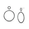 Thumbnail Image 1 of 1-1/2 CT. T.W. Black Diamond Double Circle Drop Earrings in Sterling Silver