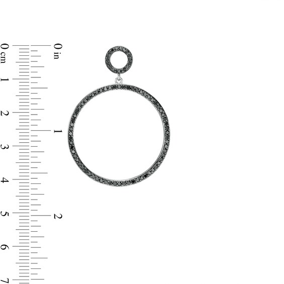 1-1/2 CT. T.w. Black Diamond Double Circle Drop Earrings in Sterling Silver