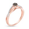 Thumbnail Image 2 of 1/6 CT. T.W. Champagne and White Diamond Flower Twist Shank Ring in 10K Rose Gold