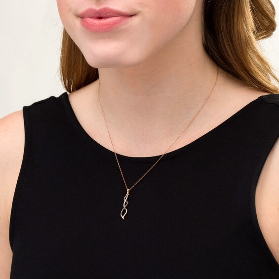 1/6 CT. T.w. Champagne and White Diamond Twist Flame Pendant in 10K Rose Gold
