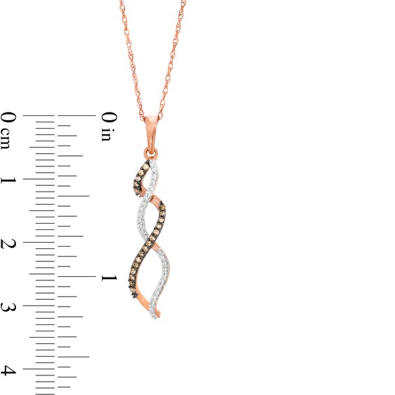 1/6 CT. T.w. Champagne and White Diamond Twist Flame Pendant in 10K Rose Gold