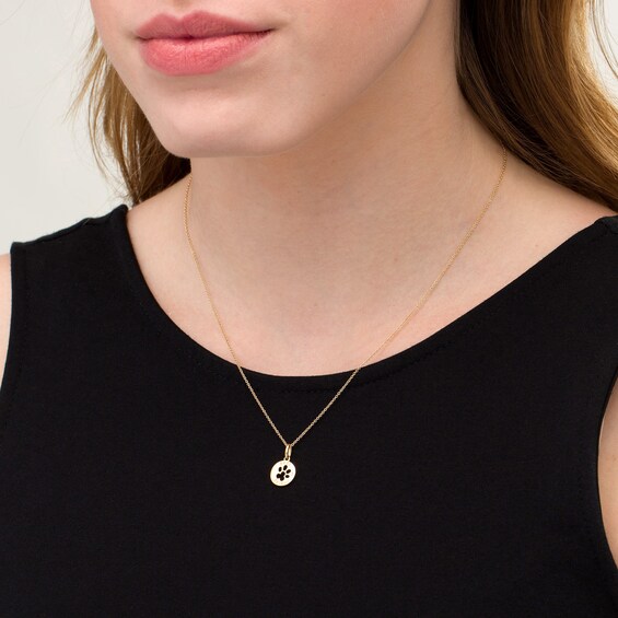 Diamond Accent "Best Friend" Cutout Dog Paw Disc Pendant in 10K Gold